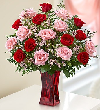 Perfect way to Say Your Loved once I LOVE YOU To Send Flowers : Modern Embrace Red Rose and Lily Cube